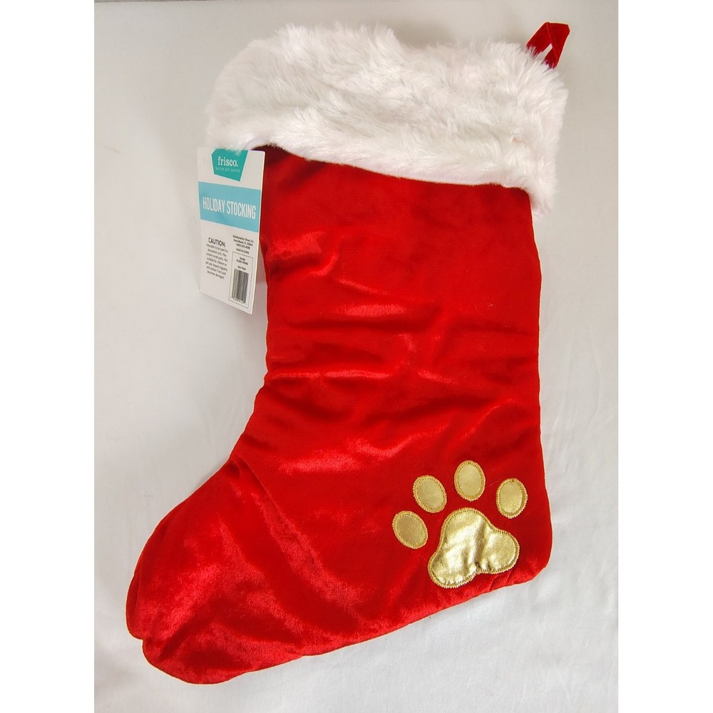 Frisco Christmas Stocking Cat Dog Pet Paw Print Hanging Decor Xmas Holiday - NWT